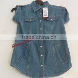 Women fashion denim shirts blouse tops sleeveless denim shirts