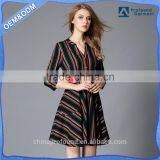 New Fashion Designer Lady Women's Dresses Striped Long Sleeve Shirt Dress thumbnail-1