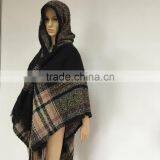 Acrylic Plaid Shawl Scarf Black and White thumbnail-5