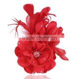 Married Big Flower Pin Corsage Fabric Rose Silk Yarn Feather Brooch Girls Flower Headgear thumbnail-5