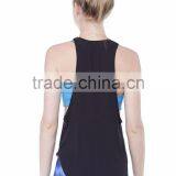 Women Black Plain Racer Back Gym Tank Top Loose Fitting thumbnail-2