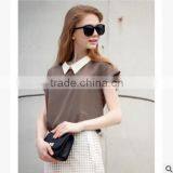 F20039B Short Sleeve Chiffon Shirt Lapel Design Women t Shirt thumbnail-2