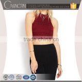 Purplish Red Lady Pierced Sleeveless Tank Top for Summer thumbnail-1