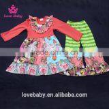 Watermelon Red Floral Shirt With Splicing Big Sleeve Ruffle Trousers Kids Fashion Clothing Set LBYTZ001-45 thumbnail-1