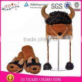 2013 New Fashion Soft Bison Animal Hat Gloves Kids Adult Knitted thumbnail-1