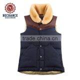 Top Sales High Quality Man Winter Fur Collar Leather Nyon Down Vest thumbnail-1