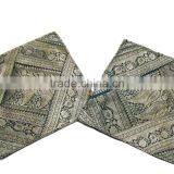 Green Vintage Zari Cushion Covers India Inspired Couch Sofa Accent 2 Pillows thumbnail-3