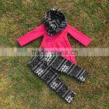 3 Pieces Scarf Hot Pink Top Kids OUTFITSblack Black Tribal Aztec Pant New Design Hot Sell Boutique Clothes Kids Sets thumbnail-2