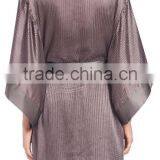 Cheap Satin Robes Wrap for Women With Kimono Sleeves and Drop Shoulders in Textural Silk Blend thumbnail-3