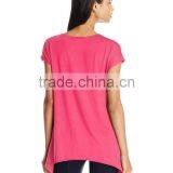 Women's Scoop Neck Short Sleeve Sharkbite Hem Comfy Knit 100% Cotton Tunic Top thumbnail-4