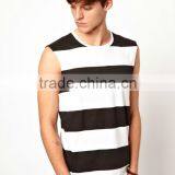 Black and White Stripe Sleeveless T-Shirt thumbnail-1