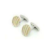 Streak Roundness 316L Mens Gold Cufflinks / Mens White Gold Cufflinks thumbnail-1