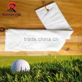 Plain White Golf Towel With Custom Logo Screenprinting thumbnail-1