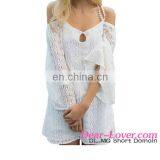 Fashion White Strappy Off Shoulder Lace Crochet Wholesale Beachwear thumbnail-3
