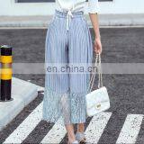 2017 Fashion Modern Plus Size Pants Women Elastic Waist Pants Pleated Pants Loose Style With Lace for Women thumbnail-2