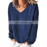 Autumn/winter Womenswear Arctic Velvet Ultra-thin V Neck Long Sleeve Loose T-shirt Hoodie thumbnail-5