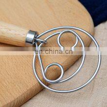Kitchen Walnut Birch Beech Wooden Handle Bread Stainless Steel Danish Dough Whisk thumbnail-4