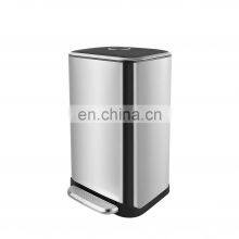 New Design Kitchen Compost Bin 32L Large Metal Kitchen Garbage Bin With Soft Close Lid Pedal Stainless Steel Rubbish Bin