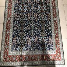 Yamei Lagend Royal Blue Color Handmade Silk Persian Rug and Tapestry for Sale thumbnail-3