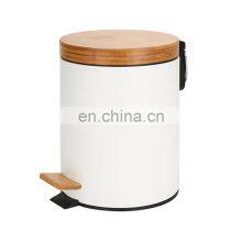 Entry-level Basic 3L 5L 12L 20L 30L Stainless Steel Round Pedal Bin Bamboo Lid Soft Close Inner Bucket Home Bathroom Kitchen thumbnail-1