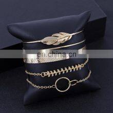 5Pcs/set Bohemian Gold Color Moon Leaf Crystal Bracelet Set for Women Punk Boho Beach Bangle Jewelry Gift thumbnail-2