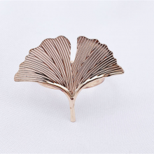 Ginkgo Leaf Plant Metal Napkin Rings Gold Table Cloth Napkin Buckle Holders thumbnail-5