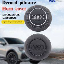 For Audi A4 B8 Alcantara Leather Steering Wheel Airbag Cover Trim Cover White/Black/Red Stitching thumbnail-2