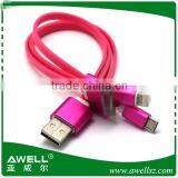 2016 New High Quality Fabric Braided Mobile Phone Usb Charger 2 in 1 Usb Splitter Cable thumbnail-3