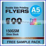 2 Side 150gsm Gloss Stock A5 Flyer Printing Quality Choice