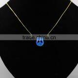 High Quality Synthetic OP05 Peace Sign Opal Pendant With 925 Sterling Silver18K Plated Chain Necklace thumbnail-2