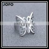 JOFO Brand Butterfly Thumb Ring Stainless Steel Silver Size 6-10