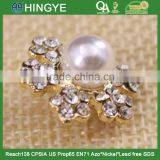 Wholesale Gold Flower Rhinestone Button With a Center Pearl 15775-2 thumbnail-4