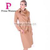 2016 New Design Fashion Women Length Slim Fit Wool Coat With Belt