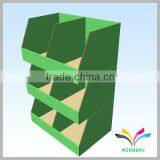 High Quality 3 Tiers Floor Recyclable Green Printing Supermarket Cardboard Vegetable Shelf