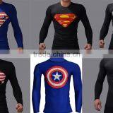Wholesale Guangzhou Clothing Factory Custom Superhero Shirt High Elastic Gym Compression Quick Dry Sports Tops Male thumbnail-1