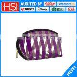 Fashion Purple Striated Pvc Zipper Cosmetic Bag/ Pencil Case thumbnail-1