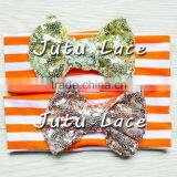 9 Colors in Stock Babies Headband Stripes Fabric, Sequin Bow Stripe Cotton Knot Headband Wholesale thumbnail-5