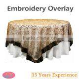 100%Polyester Scroll Embroidered Organdy Table Overlay For Hotel/Banquet/Wedding/Party thumbnail-1