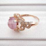 2015 Wholesale Rose Gold Plated 925 Sterling Silver Rose Quartz Ring With CZ Pave Setting thumbnail-2