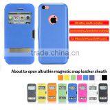 Fashion Open Ultrathin Magnetic Snap Leather Sheath for Iphone5 5c 5s thumbnail-1