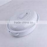 Chinese Black Enamel Oval Shallow Oven Baking Pan With Rack thumbnail-1