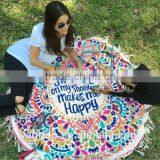 Round 100% Cotton Print Tassel Beach Towel, Beach Mat Sunscreen Shawl thumbnail-5