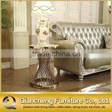 Modern Gold Wire Side Table With Round Manmade Marble thumbnail-2