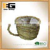 Cup Shape Natural Rattan Garden Flower Pot With Handle for Planting thumbnail-2