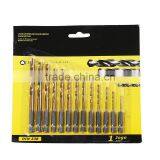 13pcs/set Titanium Coated HSS Twist Drill Bit Set for Metal Power Tools Drill Accessories With 1/4" Hex Shank thumbnail-6