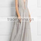 Sexy Flowing Cotton-mousseline Maxi Long Dress With Front Lace Up Western Dresses Names 2016 HSD5777 thumbnail-2