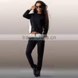 2016 New Ladies Clothing Sets Sweatshirt Hoodie Sport Long Sleeve Back Zipper Splicing Women Tracksuits Sport Suits 2PCS Set thumbnail-1