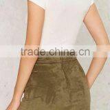 Runwaylover EY2201D New Style 2017 Women Fashion High Waist Suede Skirt thumbnail-2
