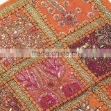 Orange Kundan Decorative Pillow Big Floor Indian Decorative Bedding Pillow 24in thumbnail-4