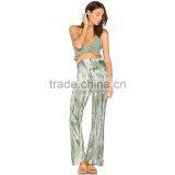 Green Tie Dye Flare Pants Boho Ladies Bell Bottom Trousers Cutting thumbnail-6